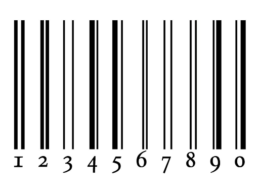 afbeelding van een streepjescode met dikke en dunne zwarte streepjes erin