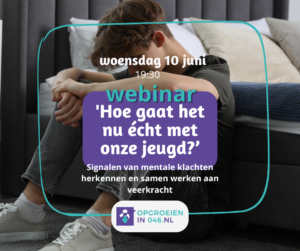 afbeelding van een jongen die met het hoofd naar beneden naast zijn bed zit. 